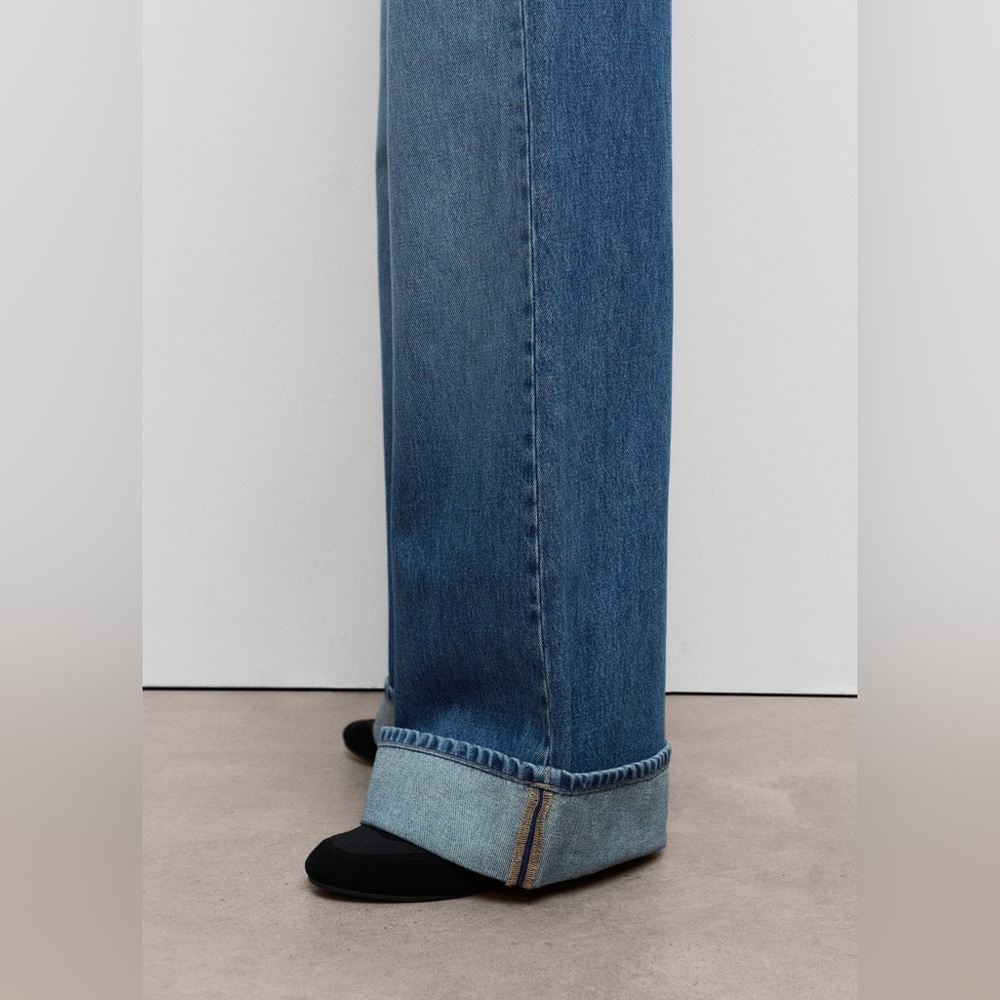 Mango High Waisted Wide Leg Jeans Size 2 | 100% Cotton Button Fly Zipper - Picture 3 of 16